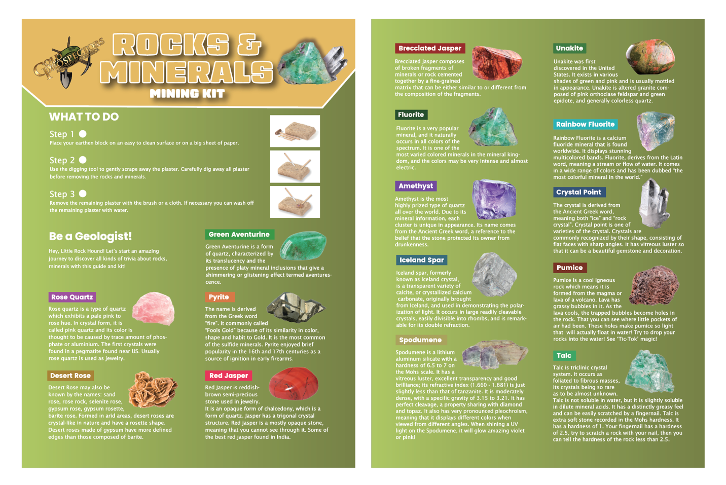 Rocks & Minerals Mining Kit - Gold Prospectors Association of America