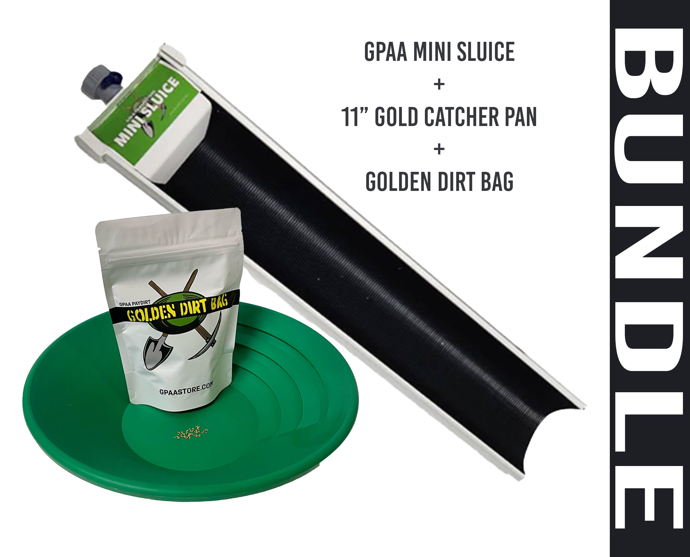 GPAA Mini Sluice, 11" Pan, and Golden Dirt Bag Bundle - Gold Prospectors Association of America